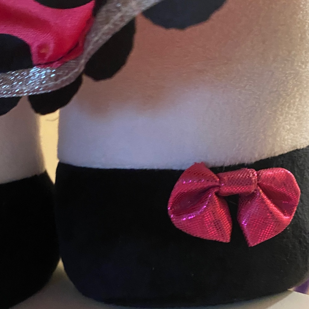 RESERVED Plush Toy with Pink Bow and Black Accents